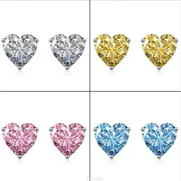 2022 INS Top Sell Stud Earrings Simple Fashion Jewelry Solitaire Multi Color 5a Cubic Zircon Cz Diamond 925 Sterling Silver Heart 295C