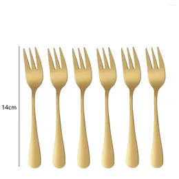 Forks 6Pcs Black Stainless Steel Fruit Set Small Dessert Cake With Three-Tooth Design Titanium-Plated Kitchen Accessory