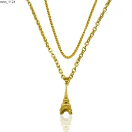 المجوهرات بالجملة 18K الذهب المطلي بالفولاذ المقاوم للصدأ قلادة قلادة فرنسية باريس إيفل برج قلادة القلادة للرجال نساء