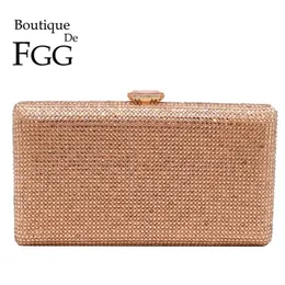 Boutique De FGG Champagne Crystal Clutch Evening Bags Women Minaudiere Bag Wedding Cocktail Dinner Ladies Handbags and Purses Y201247r