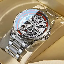 Wristwatches AILANG Skeleton Mechanical Watch Stainless Steel Waterproof Mens Watches Top Brand Luxury Sport Male Automatic Wrist 231204