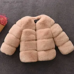 Jackets 2023 New Kids Clothing Baby Girl Winter Clothes Coat Jacket Fur Thicken Warm Cotton Sweet Solid Color Hidden Button Fashion Cute T231204