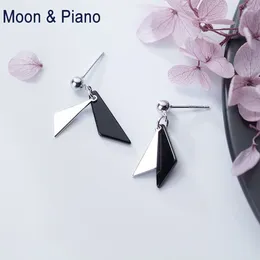 Dangle Earrings Short Geometric Irregular Triangle Pendant Black Temperament Jewelry Simple Women 925 Silver Exquisite Accessories Gift