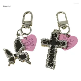 Keychains Stylish Anime Y2K Keychain Pendant Exquisite Charm With Butterfly/Crosses Phone Anti-Lost Lanyard J78E