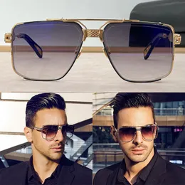 Luxury Mens Brand Designer The Dawn Solglasögon Nya Champagne Gold Rectangular Frame Dawn Leisure Solglasögon för män och kvinnor