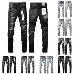 Дизайнерские фиолетовые джинсы Джинсовые брюки Мужские джинсы Дизайнерские джинсы Мужские черные брюки Высококачественные прямые ретро рваные байкерские джинсы Slim Fit Мотоциклетная одежда