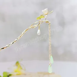 Estilo chinês sino orquídea flor borla varas de cabelo vintage feminino metal hairpin elegante ornamento cabelo ferramentas estilo acessórios