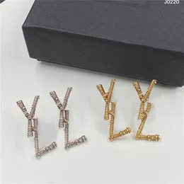 Vintage Letter Charm Earrings Nail Pattern Designer Studs Women Silver Gold Eardrops Jewelry With Gift Box252z