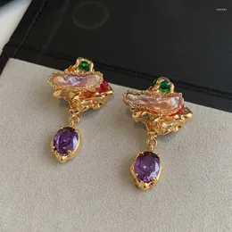 Dangle Earrings Natural Baroque Pearl For Women Luxury Purple Pendant Tender Lady Romance Eardrop