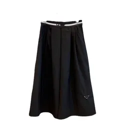 Skirts Designer Brand prads Triangle Black Half Skirt for Women New Summer Design French A-line Long Pleated