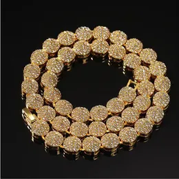 Mens 10mm 18K Real Gold Cluster Chain Necklace 18inch 20inch Hiphop Necklace gifts Jewelry294j