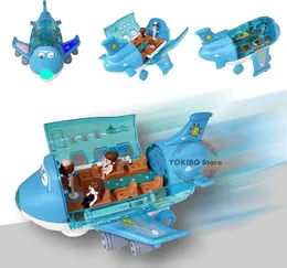 Flugzeugmodell Kinderflugzeugspielzeug Bump Go mit Lichtgeräuschen Spielfahrzeugspielzeug für Jungen Mädchen 3 12 Flugzeuge Baby 231204