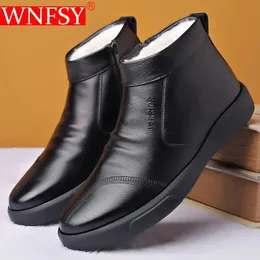 Сапоги Wnfsy, мужская теплая обувь, зимняя модная мужская плюшевая хлопковая утолщенная кожа, непромокаемая повседневная зимняя обувь, Zapatillas Hombre 231204