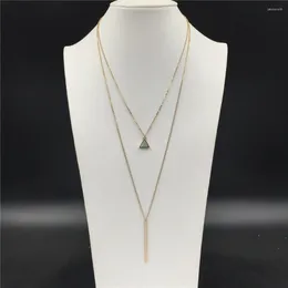 Anhänger Halsketten Casual Gold Farbe Überzug Mint Dreieck Mit Bar Halskette Für Frauen Mädchen Elegante Wunderschöne Böhmen Schmuck Zubehör