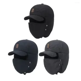 Berets Detachable Mask Hat Comfortable Thicken Winter Warm Lei Feng Cap Plush Lined Windproof Ear Protection