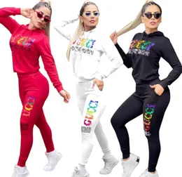 Spring Womens Printed Two Peice Set Hoodie+pant Jogging Suits Hooded Sweatershirt Girls Y2k Tracksuits Designer Casual Zipper Jackets and Jogger Pants