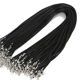 Pendant Necklaces 100pcs Lot Bulk 1-2MM Black Wax Leather Snake Cord String Rope Wire Extender Chain For Jewelry Making Whole 334V