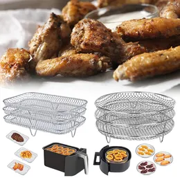 Barbekü Araçları Aksesuarlar Kavurma Rafı Çoğu Hava Fritöz Sepeti Paslanmaz Çelik Airfryer Vapur Fırın 231204