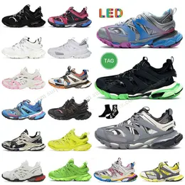 Plataforma Designer Track Led 3.0 Sapatos Casuais Faixas 3 LED Sneaker Night Versão Gomma Leather Trainer Nylon Impresso Sapatilhas Light Trainers Runner 7.0 2.0 4.0 Scarpe Shoe