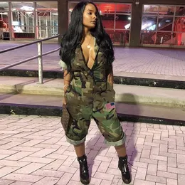 Jumpsuits voor dames Rompertjes Dames Camouflage Jumpsuit Leger militaire cargoshorts Vrouwelijke speelpakje Print Rompertjes Rits Street chic Chic Broek Jum 231202