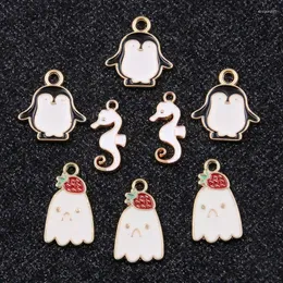 Charms 10Pcs Mix Size 3 Styles White Alloy Metal Drop Animal Charm Penguin Pendant For DIY Bracelet Necklace Jewelry Making