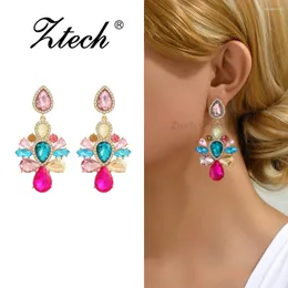 Dangle Earrings Luxury Shiny Colorful Crystal Drop For Women Fashion Elegant Geometric Pendant Wedding Party Jewelry Accessories