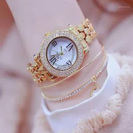 Relojes de pulsera Reloj de diamantes para mujer Cuarzo Damas Pulsera de diamantes de imitación de lujo Reloj de pulsera Mujer Montre Femme Waterproof287E