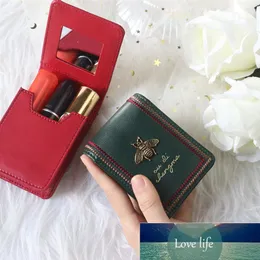 Confezione di rossetti Mini portatile Primo strato di pelle bovina con specchio Borsa cosmetica Custodia per rossetto Custodia morbida giapponese e coreana Il fa217F