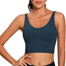 Camisoles & Tanks Women Tank Top Seamless Sport Fitness Camisole Sleeveless Vest Ladies Chest Pad Movement Short Crop Gym Camis
