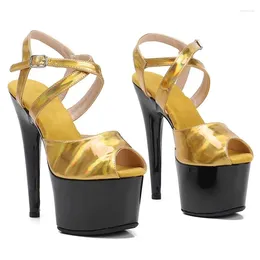 Sandals LAIJIANJINXIA 17CM/7Inch PU Upper Sexy Exotic Women Platform Fashion High Heels Pole Dancing Shoes 039
