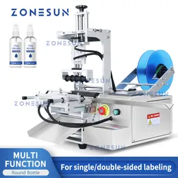 ZONESUN Packing Machine Tabletop Labeling Machine Round Cylindrical Bottles Water Beverage Cosmetic Products Label Applicator Slideway ZS-TB101