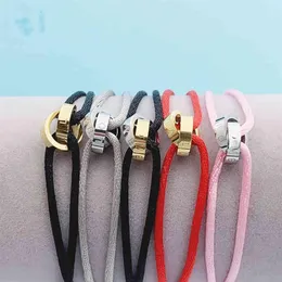 Bracciale rigido di design in acciaio inossidabile di alta qualità a due cerchi incrociato con corda regolabile per donna uomo unisex lettera d'amore Jew250A