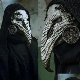 Máscaras de festa Steampunk Pássaro Bico Máscara Cospaly Plague Doctor Halloween Latexhelmet Mascarillas Masques Carnaval Traje Adereços Drop Del D Dhnj9