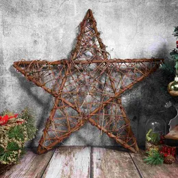 Decorative Flowers Christmas Wreath Rattan Diy Weaving Star Shaped Garland Hanging Ornaments Grapevine Floral Hoop Xmas