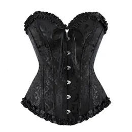 Other Panties Sexy Corsets Bustiers Floral Lace Tops For Women Flower Print Vintage Corset Gothic Satin Lingerie Corselet Overbust Plus Size 231204