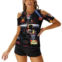 Women's T Shirts Woman Tshirts Printed Tops O-Neck Back Lacing Top Fashion Graphic Shirt Wallpaper 33 M 2023 Cars Raccing Max