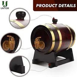 Narzędzia barowe UNTIOR 1,5 3L Wood Wine Barrel Oak Piwo Sprzęt Brewing Rum Pot Whisky Wedding Dekoracja domu Brew 231204
