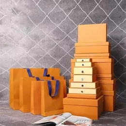 Caja de regalo naranja Cordón v Cajas Bolsas de tela Exhibición Moda Cinturón Bufanda Bolsa de asas Joyería Collar Pulsera Pendiente Llavero Penda237z