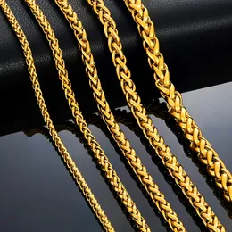 Ожерелья с подвесками, толщина 3 мм 4 мм 5 мм 6 мм 7 мм, золотой цвет, плетеное ожерелье из нержавеющей стали, звено классической цепи для мужчин, женщин, ювелирные изделия 231204