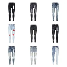 Designer Pur Brand Herrenjeans Damenhosen Lila Jeans Sommerlöcher Hochwertige Stickerei Selbstkultivierung und kleine Füße Mode28-40