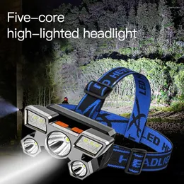 Headlamps Five Headlight High Power Rechargeable LED Lamp Portable Night Fishing Camping Light Long S Headlamp Ultra Powerful