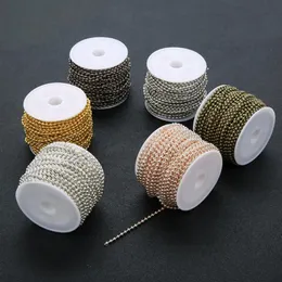 10yards Rolle Breite 2mm Metall Kugel Perlen Ketten Halskette Eisen Rose Gold Silber Bronze Schwarz Kettenzubehör für DIY Schmuckherstellung281Z