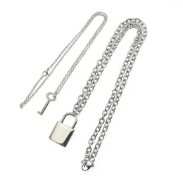 Pendant Necklaces Pack Of 2 Metal Necklace Zinc Alloy Stainless Steel Eternal Love Locks Keyring Attractive Rust-proof Chain Pendent Set