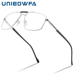 Sunglasses Frames UNIEOWFA Square Stainless Steel Optical Glasses Frame Men Prescription Myopia Eyeglasses Male Brand Designer Spectacles