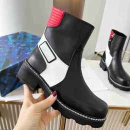 Fashion-Sneaker Boots Lady High Top Chunky Calfskin Martin Autumn and Winter Ladies Silk Cowhide Leather Platform Flat High-End Quality 231115