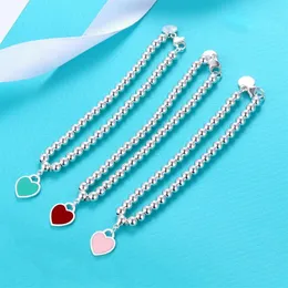 Heart Form Bracelet Designer Enamel Chain Luxury Brand 4mm Ball Chain Senior Fashion Bracelets Party Wedding Accessories Valentine312p