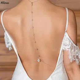 Luxury Wedding Rhinestone Backdrop Chain Layered Water Drop Crystal Pendant Back Chain Long Tassel Necklace for Women Sexy Body Chain Backless Dress Jewelry CL3003