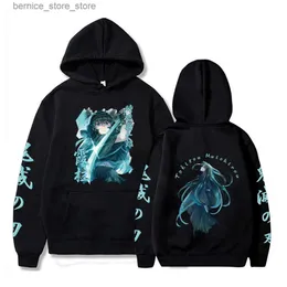 Herrtröjor tröjor heta anime tokitou muichirou kimetsu no yaiba hoodie tröjor s harajuku demon slayer hooded unisex höst q231204