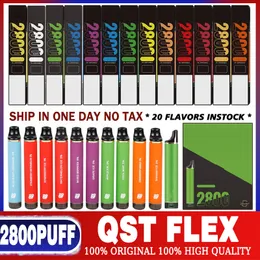 Original Puff Flex 2800 Puffs QST 2800 Disponibla 20 Flavorer E-cigaretter Vape Desechable Device Kits 850mAh Batterisäkerhetskod Förfylld 8ml förångare Vaper