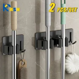 Banyo Rafları 1-3pcs Paslanmaz Çelik Ev Depolama Rafı Banyo Tırnaksız Kanca Duvar Modu Mop Rafı Su Geçirmez Süpürge Rafı 231204